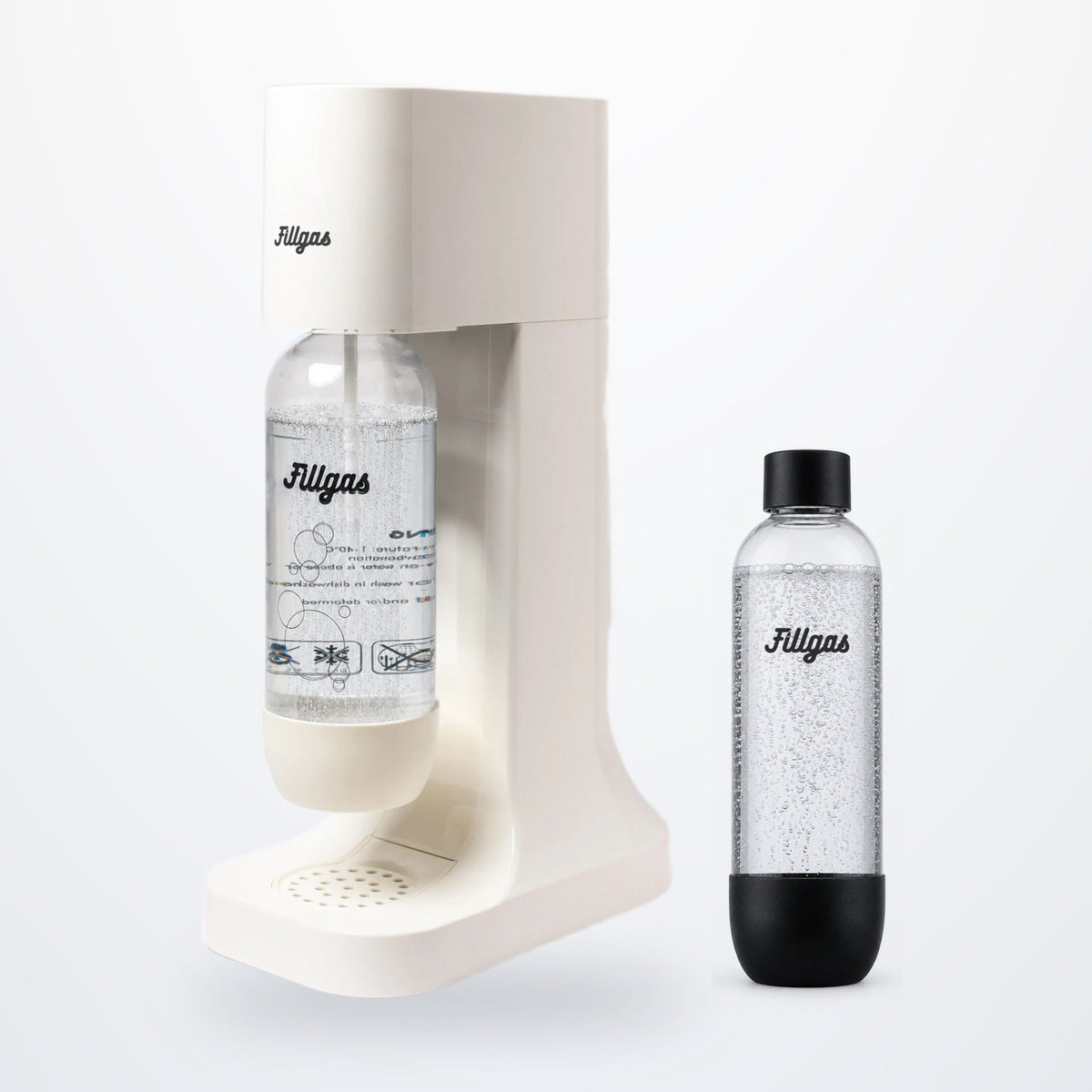 Kit máquina Fillgas branca com garrafa branca e 1 garrafa extra preta
