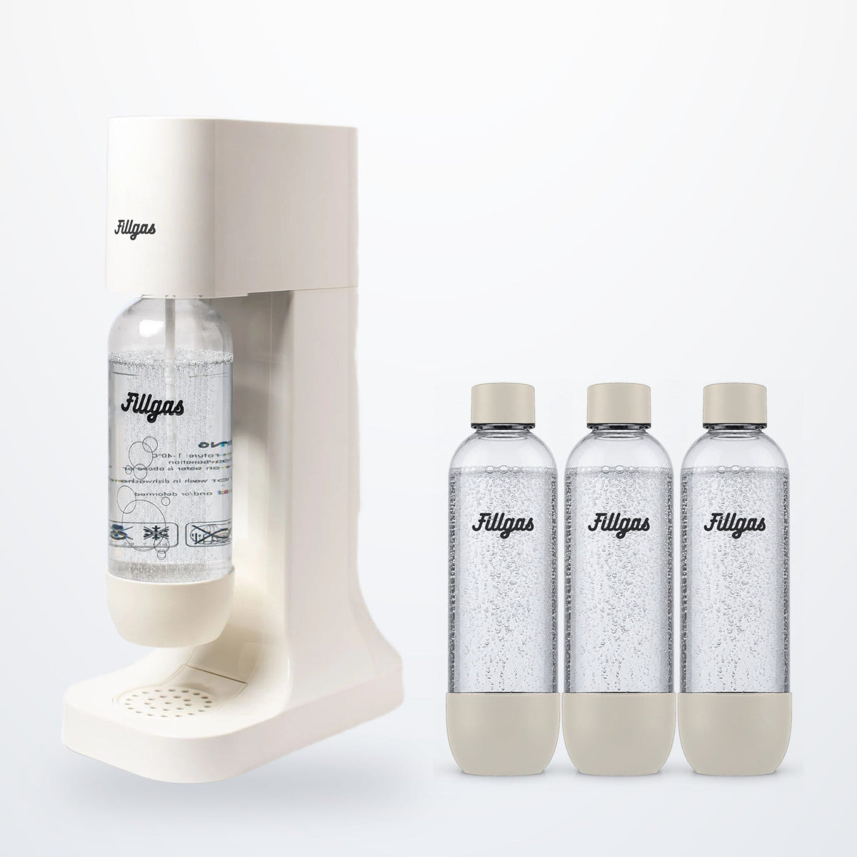 Kit máquina Fillgas branca com 4 garrafas brancas